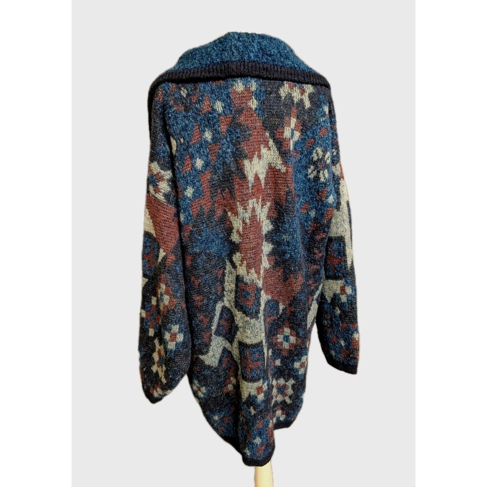 VTG Cervelle Cardigan Sweater Men's XL Thick Wool Blend Long Aztec Southwestern - Picture 2 of 13